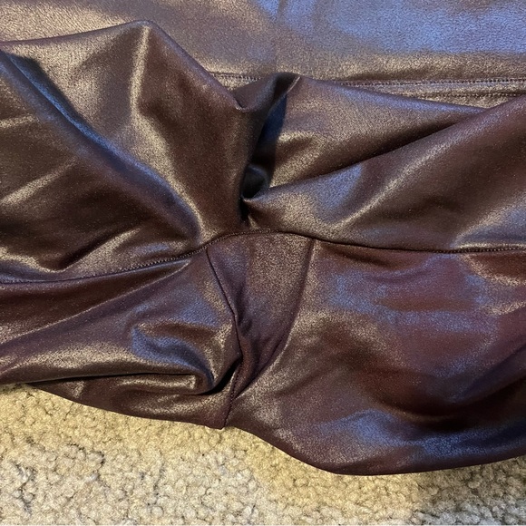 Spanx faux leather wine burgundy maroon leggings X-Large - Picture 7 of 10